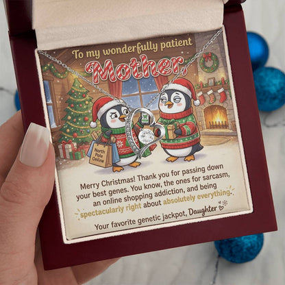 To My Mother Necklace From Daughter, Funny Merry Christmas Gift, Mom Christmas Present, Sarcastic Genes Gift - Love Knot Necklace-LKN81219