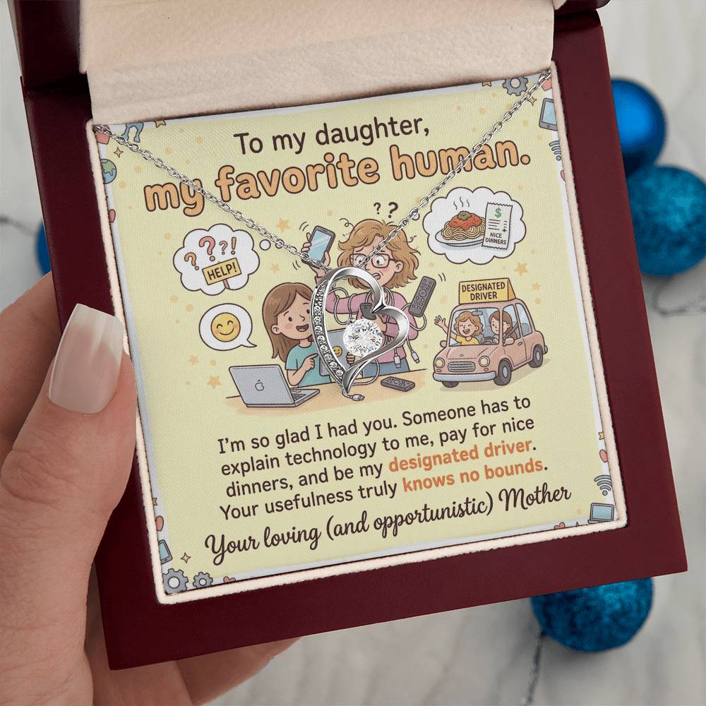 To My Daughter Necklace From Mother - Funny Birthday Gift for Daughter, Christmas Present From Mom, Appreciation Gift - Love Knot Necklace-LKN12314