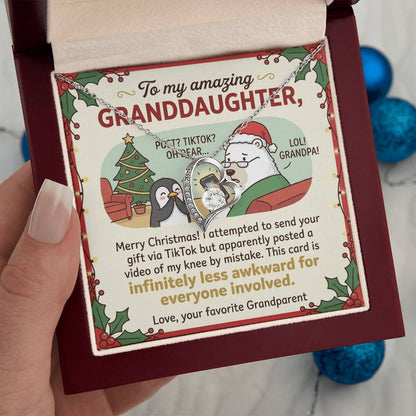 To My Granddaughter Necklace From Grandparent, Funny Christmas Gift for Granddaughter, Xmas Gift Idea - Love Knot Necklace-LKN45951