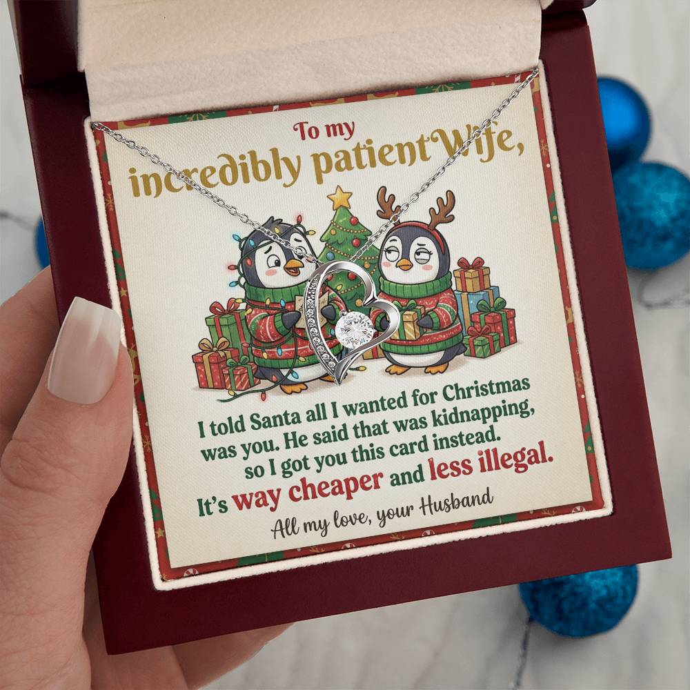 To My Wife Necklace From Husband, Funny Christmas Gift for Her, Romantic Holiday Present, Anniversary Gift - Love Knot Necklace-LKN66194