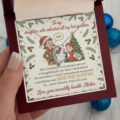 To My Daughter Necklace From Mother, Funny Christmas Gift, Holiday Gift For Daughter, Mother Daughter Gift - Love Knot Necklace-LKN92225