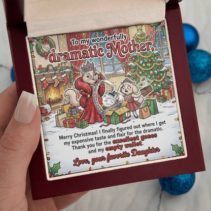 To My Mother Necklace From Daughter, Funny Christmas Gift for Mom, Humorous Holiday Gift, Love Knot Necklace-LKN75094