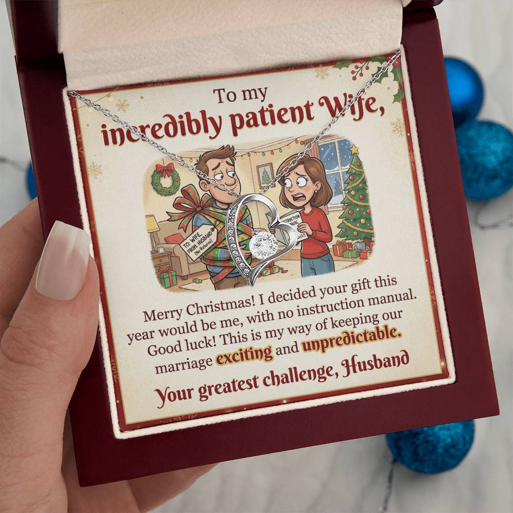 To My Wife Necklace From Husband, Funny Christmas Gift For Wife, Xmas Gift, Marriage Gift, Love Knot Necklace-LKN89109