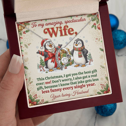 To My Wife Necklace From Husband, Funny Christmas Gift, Romantic Xmas Present for Her, Anniversary Gift, Love Knot Necklace-LKN18529