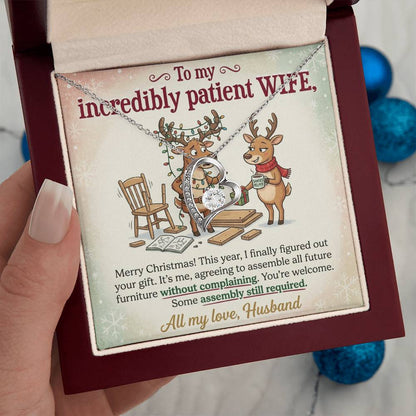 To My Wife Necklace From Husband, Funny Christmas Gift for Her, Holiday Present, Love Knot Necklace-LKN92019