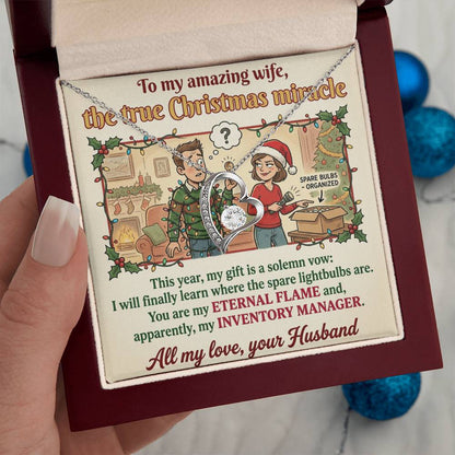 To My Wife Necklace From Husband, Funny Christmas Gift for Her, Holiday Present, Eternal Flame - Love Knot Necklace-LKN21365