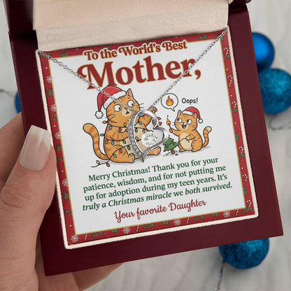 To My Mother Necklace From Daughter - Funny Christmas Gift for the World's Best Mom - Love Knot Necklace-LKN21180