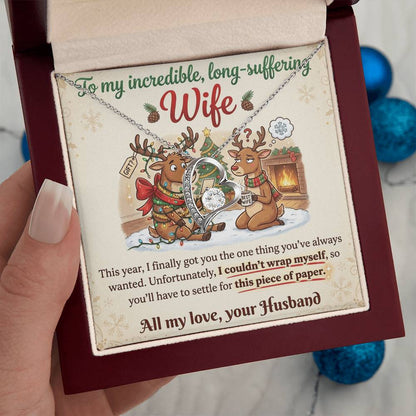 To My Wife Necklace From Husband, Funny Christmas Gift For Her, Romantic Anniversary Present, Love Knot Necklace-LKN58630
