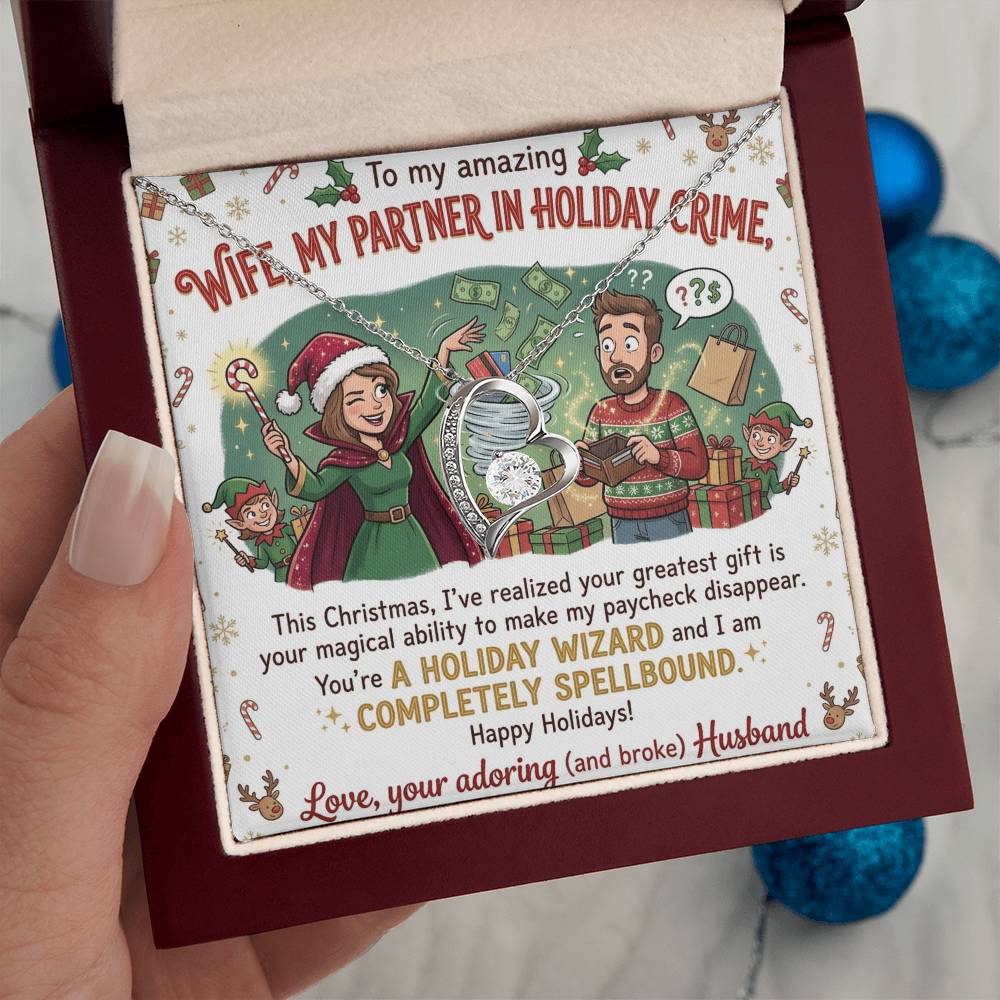 To My Wife Necklace From Husband, Funny Christmas Gift, Holiday Present for Her, My Partner in Crime - Love Knot Necklace-LKN24972