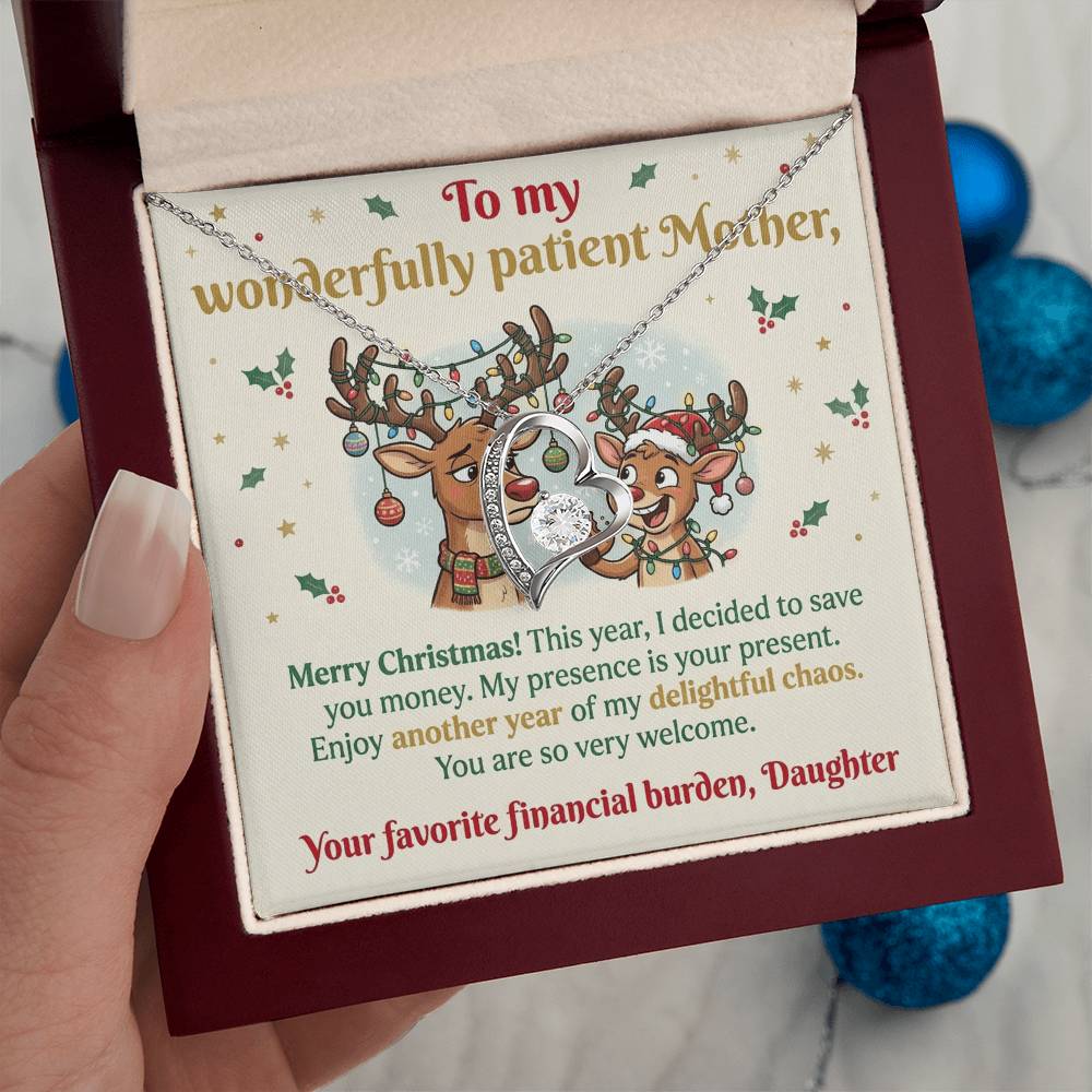 To My Mother Necklace From Daughter, Funny Christmas Gift for Mom, Sarcastic Holiday Present - Love Knot Necklace-LKN29926