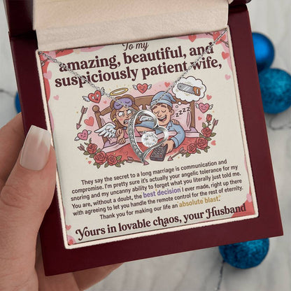 To My Wife Necklace From Husband, Funny Anniversary Gift for Her, Romantic Valentine's Day Gift, Love Knot Necklace-LKN24756