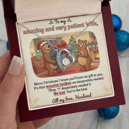 To My Wife Necklace From Husband - Funny Christmas Gift For Her, My Bad Toolbox Joke - Love Knot Necklace-LKN83749