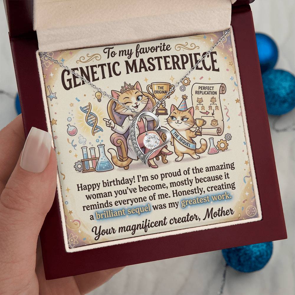 To My Daughter Necklace From Mom - Happy Birthday Gift, Funny Sentimental Gift for Adult Daughter, Genetic Masterpiece - Love Knot Necklace-LKN82560