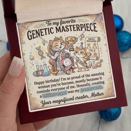 To My Daughter Necklace From Mom - Happy Birthday Gift, Funny Sentimental Gift for Adult Daughter, Genetic Masterpiece - Love Knot Necklace-LKN82560