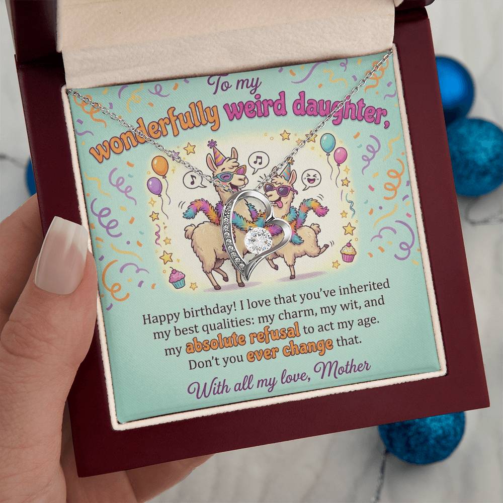 To My Daughter Necklace From Mother, Happy Birthday Gift, Funny Gift for Weird Daughter from Mom - Love Knot Necklace-LKN73327
