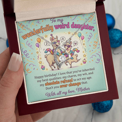 To My Daughter Necklace From Mother, Happy Birthday Gift, Funny Gift for Weird Daughter from Mom - Love Knot Necklace-LKN73327