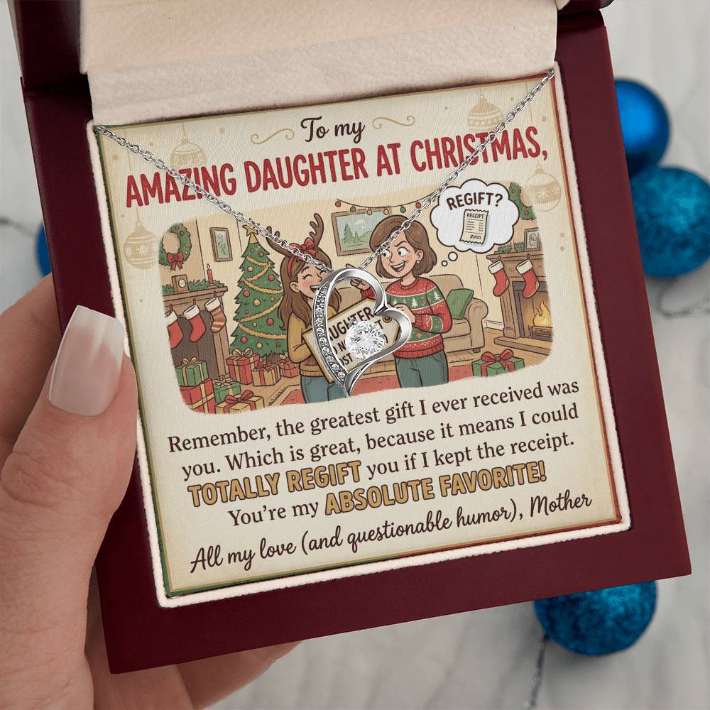 To My Daughter Necklace From Mother, Funny Christmas Gift, Favorite Daughter Gift Idea - Love Knot Necklace-LKN81928