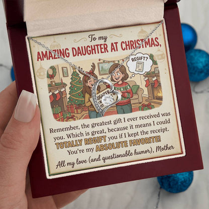 To My Daughter Necklace From Mother, Funny Christmas Gift, Favorite Daughter Gift Idea - Love Knot Necklace-LKN81928