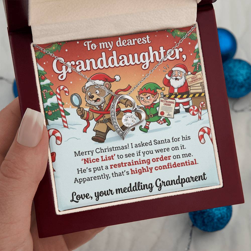 To My Granddaughter Necklace From Grandparent, Funny Christmas Gift, Humorous Holiday Present For Granddaughter - Love Knot Necklace-LKN91321