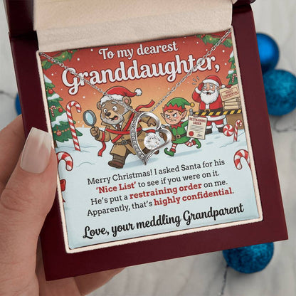 To My Granddaughter Necklace From Grandparent, Funny Christmas Gift, Humorous Holiday Present For Granddaughter - Love Knot Necklace-LKN91321