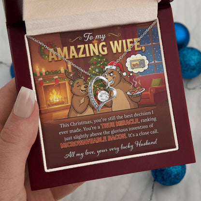 To My Wife Necklace From Husband, Funny Christmas Gift for Her, Holiday Gift, Love Knot Necklace-LKN25037