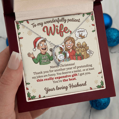 To My Wife Necklace From Husband, Funny Merry Christmas Gift, Sentimental Jewelry For Her, Love Knot Necklace-LKN19414