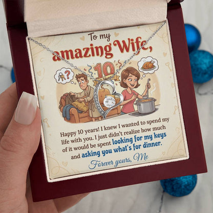 To My Wife Necklace From Me - Funny 10 Year Anniversary Gift for Her - Love Knot Necklace-LKN10687
