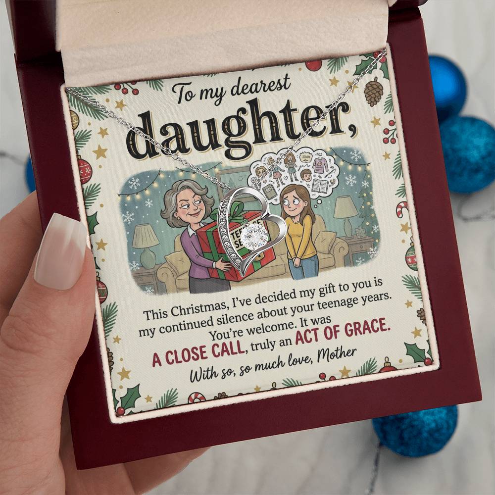 To My Daughter Necklace From Mother, Funny Christmas Gift for Daughter, Sentimental Teenage Years Present, Love Knot Necklace-LKN81682