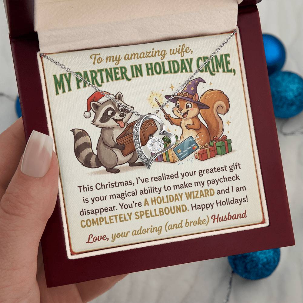 To My Wife Necklace From Husband, Funny Christmas Gift, Partner In Holiday Crime, Love Knot Necklace-LKN99813