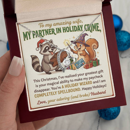 To My Wife Necklace From Husband, Funny Christmas Gift, Partner In Holiday Crime, Love Knot Necklace-LKN99813