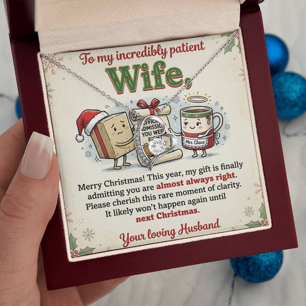 To My Wife Necklace From Husband, Funny Christmas Gift, Admitting You're Right Jewelry, Holiday Gift for Her - Love Knot Necklace-LKN27898