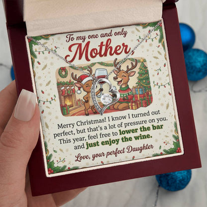 To My Mother Necklace From Daughter, Merry Christmas Gift for Mom, Funny Holiday Gift - Love Knot Necklace-LKN93856