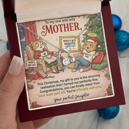 To My Mother Necklace From Daughter, Funny Christmas Gift For Mom, Hard Work Paid Off, Love Knot Necklace-LKN94846