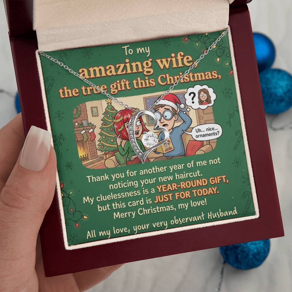 To My Wife Necklace From Husband, Funny Christmas Gift, The True Gift This Christmas, Humorous Wife Gift, Love Knot Necklace-LKN79300