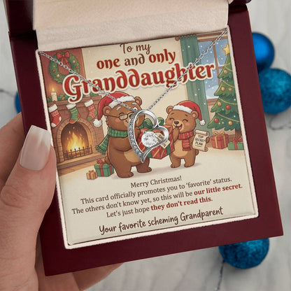 To My Granddaughter Necklace From Grandparent, Favorite Granddaughter Christmas Gift, Holiday Present for Her - Love Knot Necklace-LKN97259