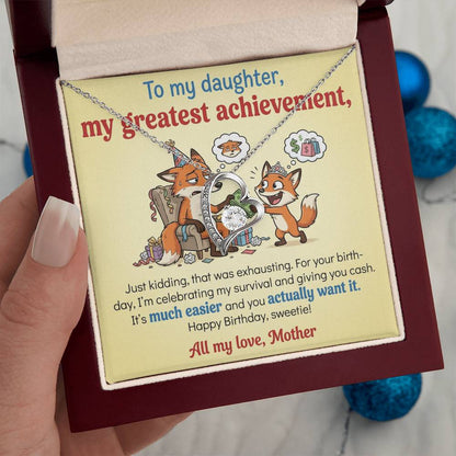 To My Daughter Necklace From Mother, Funny Birthday Gift For Daughter, Gift From Mom, Love Knot Necklace-LKN93599