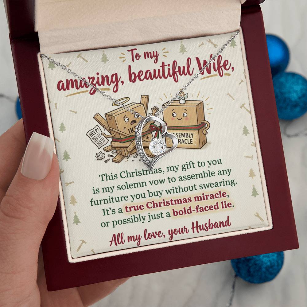 To My Wife Necklace From Husband, Funny Christmas Gift For Her, Christmas Miracle Present, Love Knot Necklace-LKN22909
