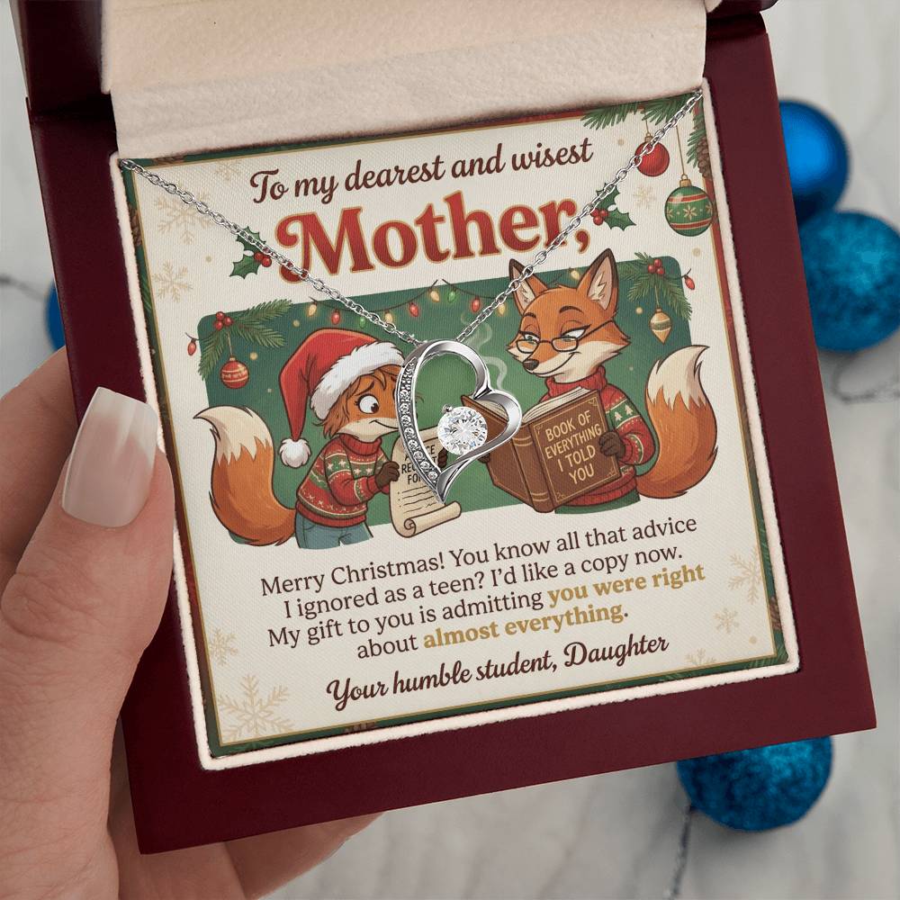 To My Mother Necklace From Daughter, Funny Christmas Gift, Holiday Present for Mom, Gift for Mother, Love Knot Necklace-LKN36053