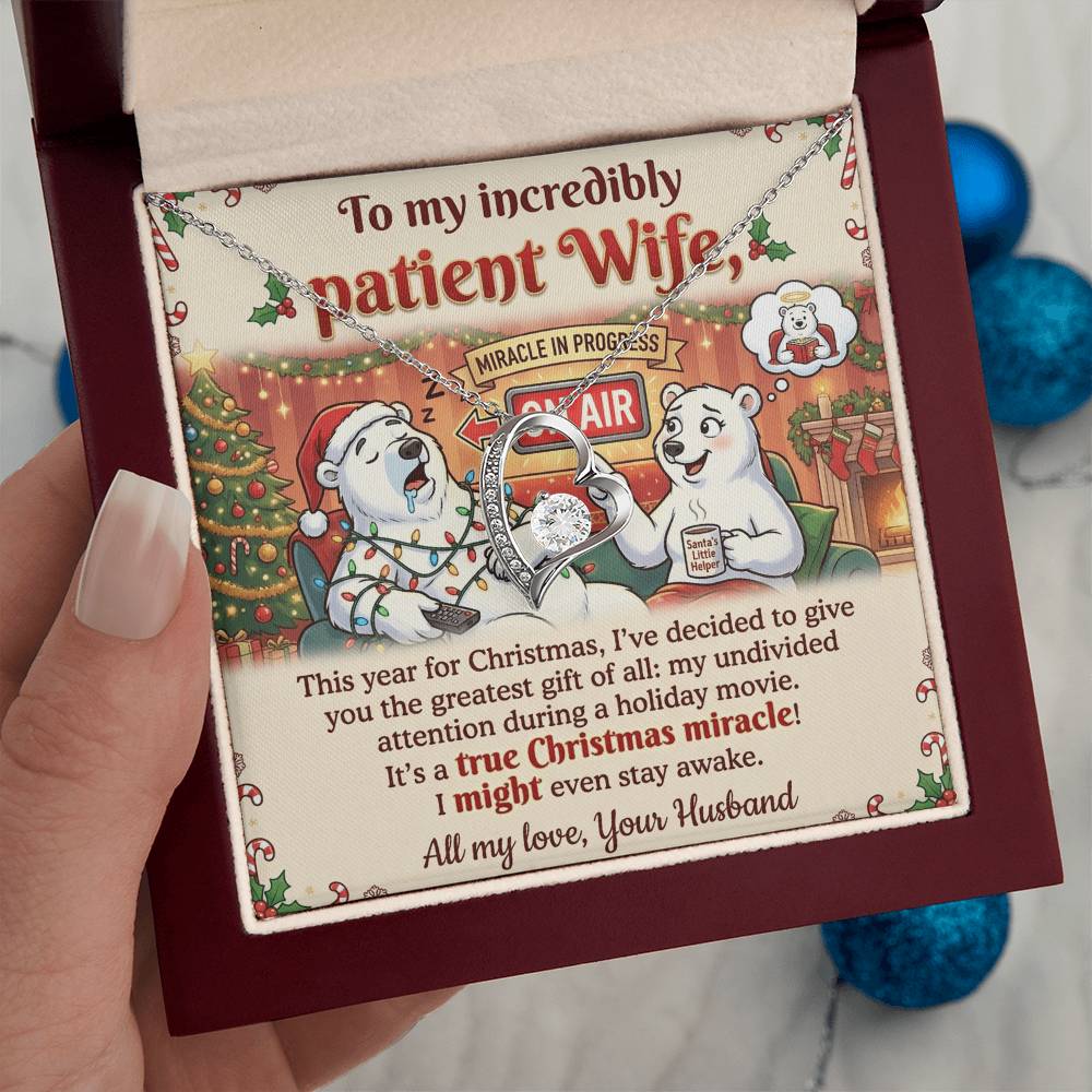To My Patient Wife Necklace From Husband, Funny Christmas Gift, Holiday Present for Her - Love Knot Necklace-LKN52468