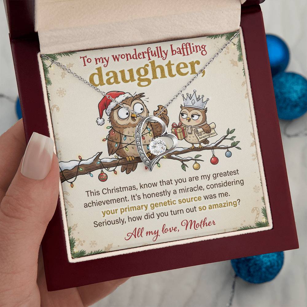 To My Daughter Necklace From Mother, Funny Christmas Gift for an Amazing Daughter, Love Knot Necklace-LKN86018
