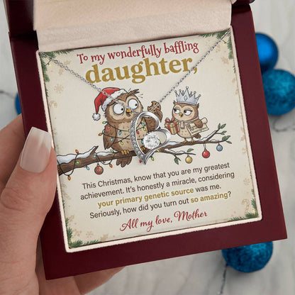 To My Daughter Necklace From Mother, Funny Christmas Gift for an Amazing Daughter, Love Knot Necklace-LKN86018