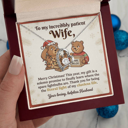 To My Wife Necklace From Husband, Funny Christmas Gift for Wife, Holiday Gift Idea - Love Knot Necklace-LKN26651