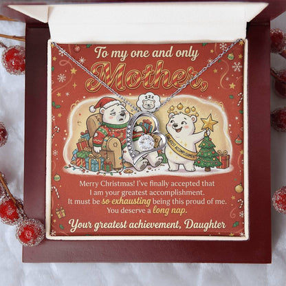 To My Mother Necklace From Daughter, Funny Christmas Gift for Mom, Birthday Present - Love Knot Necklace-LKN12082