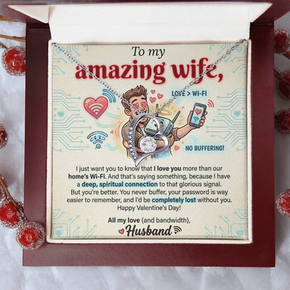 To My Wife Necklace From Husband, Funny Valentine's Day Gift, Romantic Anniversary Gift, Love Knot Necklace-LKN18779