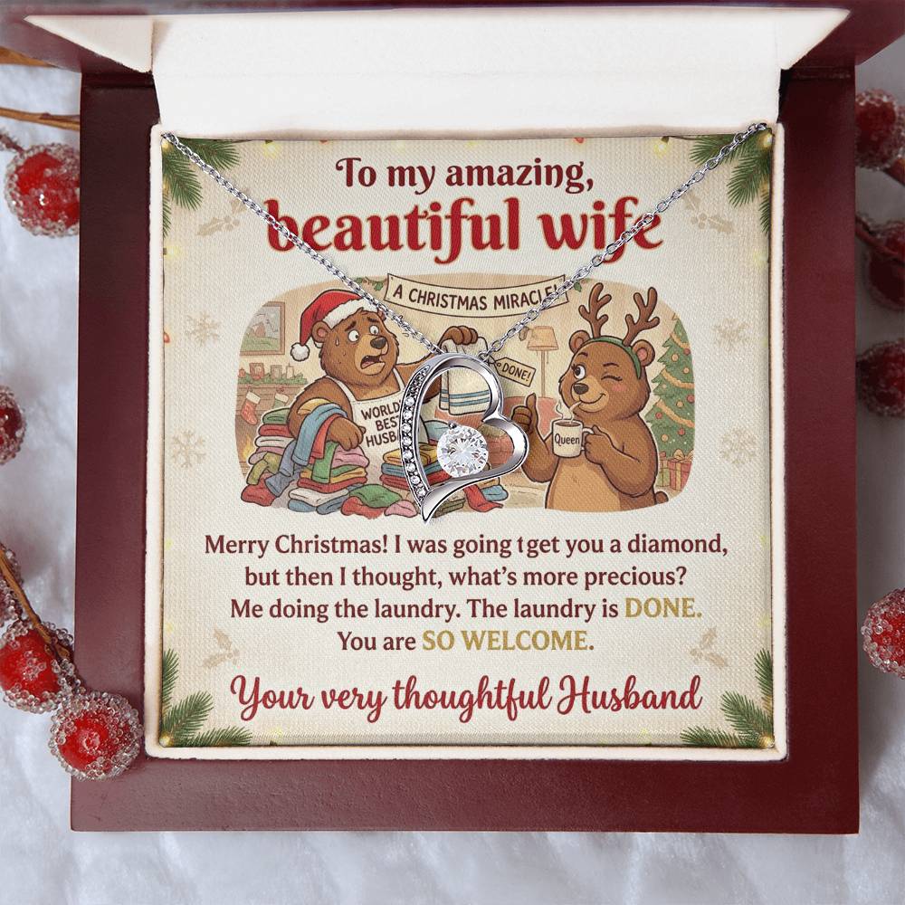 To My Wife Necklace From Husband, Funny Christmas Gift For Her, Humorous Holiday Present - Love Knot Necklace-LKN90290