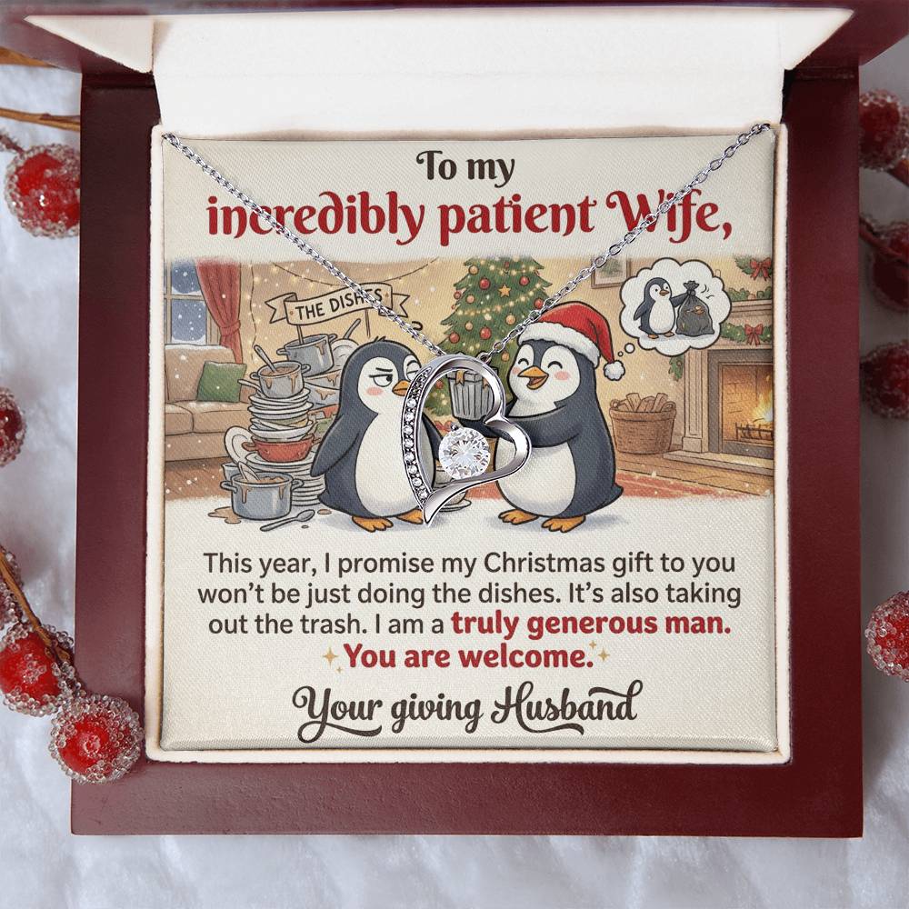 To My Wife Necklace From Husband, Funny Christmas Gift for Incredibly Patient Wife, Love Knot Necklace-LKN13588