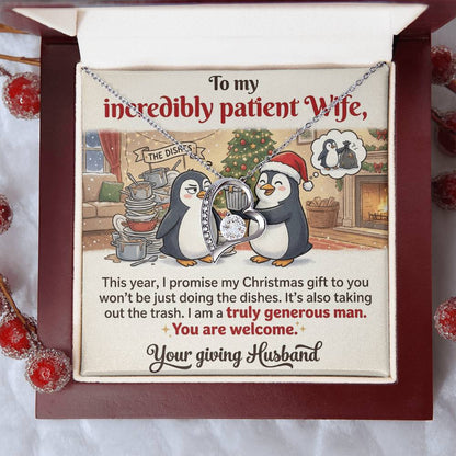To My Wife Necklace From Husband, Funny Christmas Gift for Incredibly Patient Wife, Love Knot Necklace-LKN13588