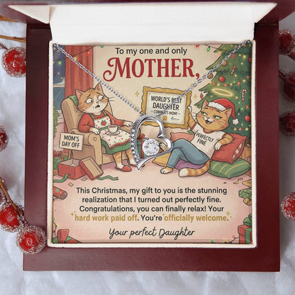 To My Mother Necklace From Daughter, Funny Christmas Gift For Mom, Hard Work Paid Off, Love Knot Necklace-LKN94846
