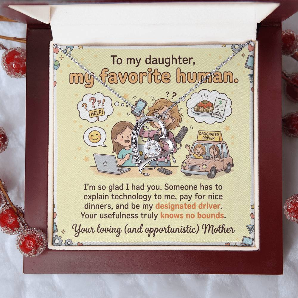 To My Daughter Necklace From Mother - Funny Birthday Gift for Daughter, Christmas Present From Mom, Appreciation Gift - Love Knot Necklace-LKN12314