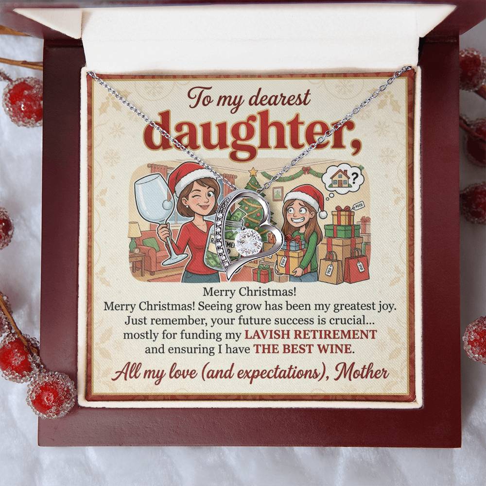 To My Daughter Necklace From Mother, Funny Christmas Gift for Daughter, Xmas Present, Holiday Jewelry Gift - Love Knot Necklace-LKN54012